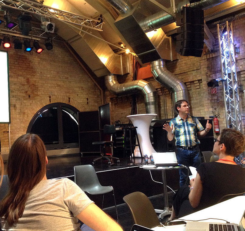 Beat Estermann presenting at the "Introduction to the OpenGLAM benchmark Survey project" at the Open Knowledge Festival, Berlin on 17 July 2014.