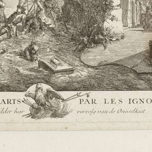 Image: Schilderkunst achtervolgd door onnozelen, anonymus, 1700 - 1800. Rijksmuseum. public domain.